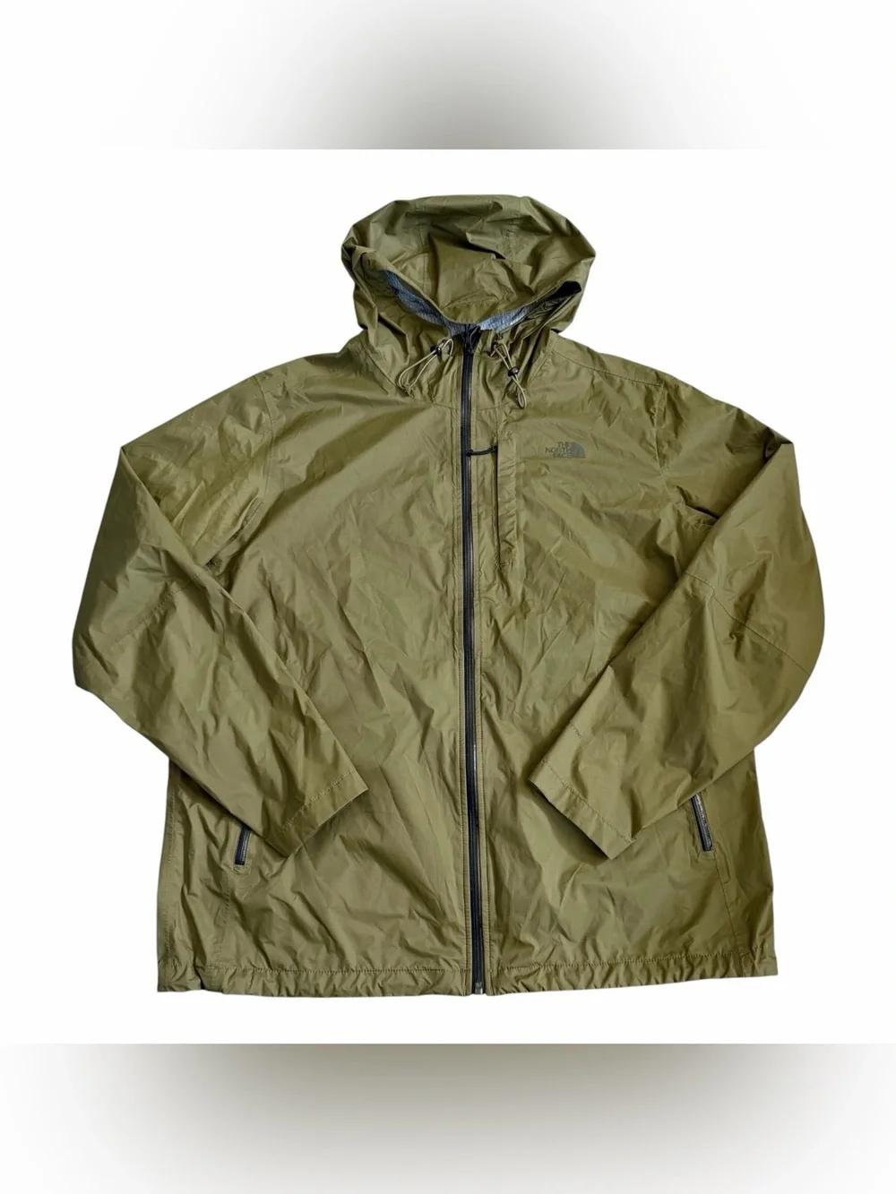 The North Face Men’s Alta Vista Hooded Rain Jacket Sz XL Olive Green Dryvent EUC